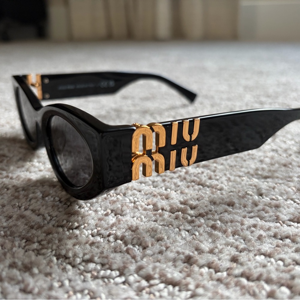 LIKE NEW!! Miu Miu Black and Gold Retro Sunglasses
